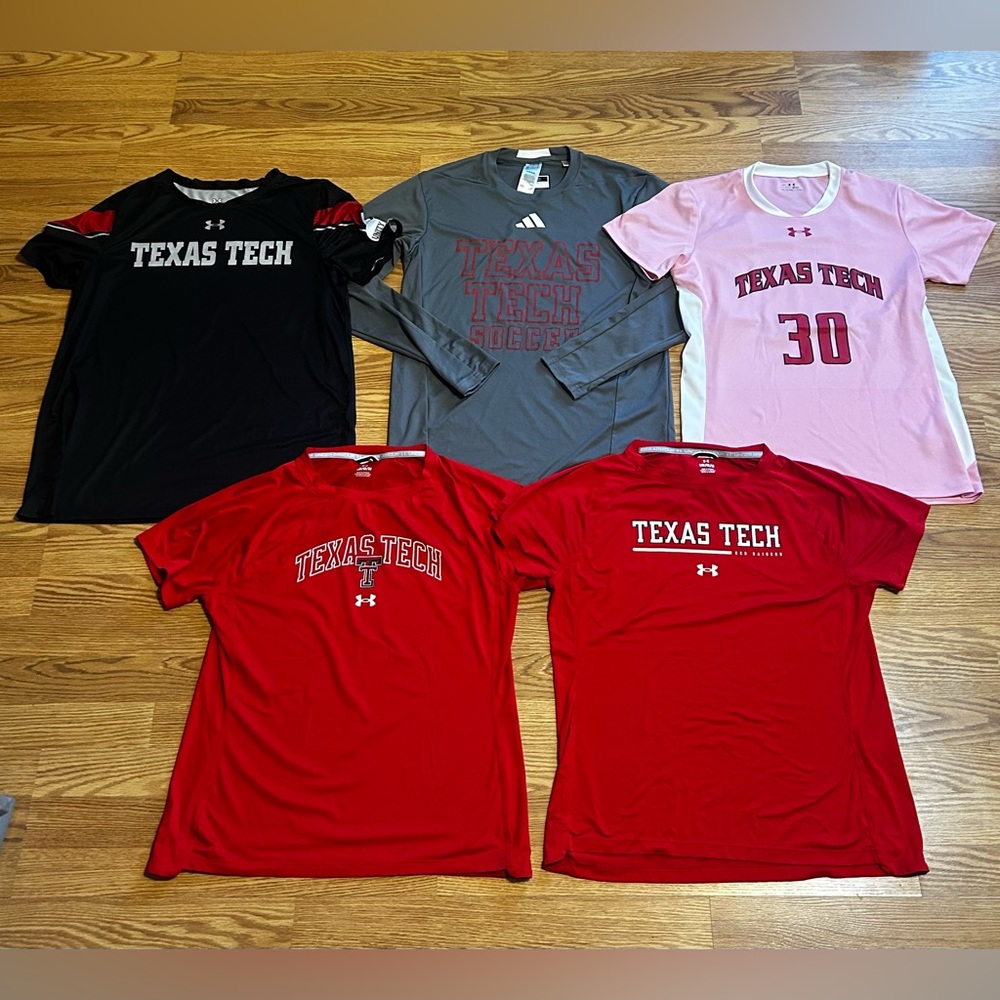 Lot Of 5 Texas Tech Women’s T-Shirts 4 Med  Under Armour 1 Lg Adidas